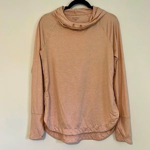 Athleta pink hooded cowlneck pull over